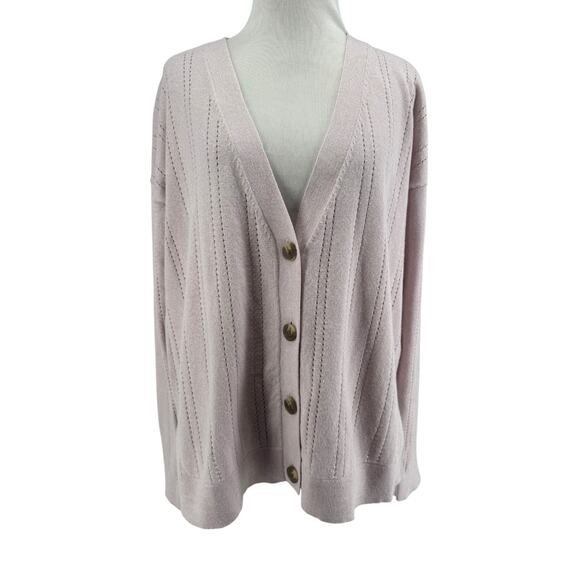 Denver Hayes Women's Lilac Pink Long Sleeve Cardigan Sweate Size Medium - Picture 1 of 5